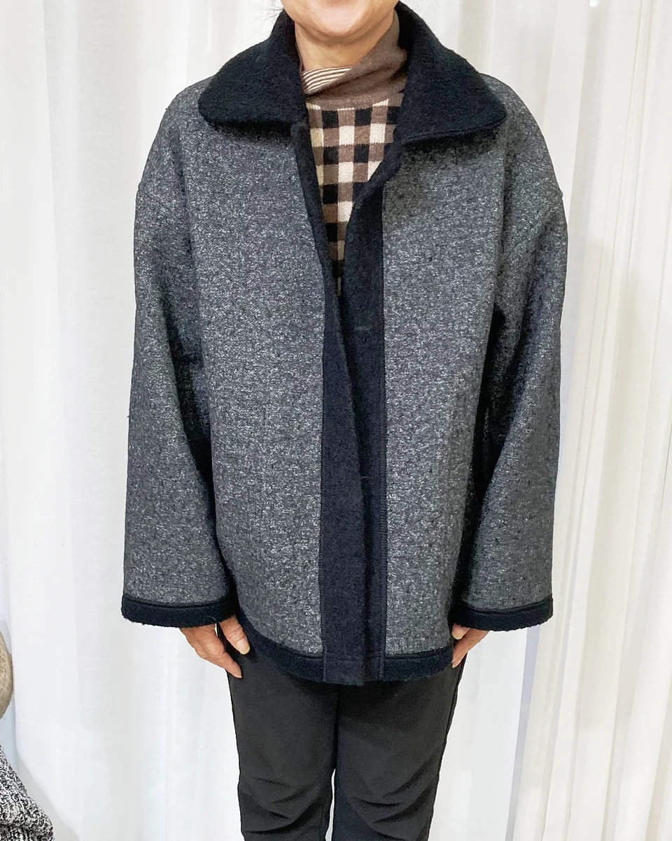 生徒作品（2025年11月）: ステンカラージャケット【ニット】K-94使用